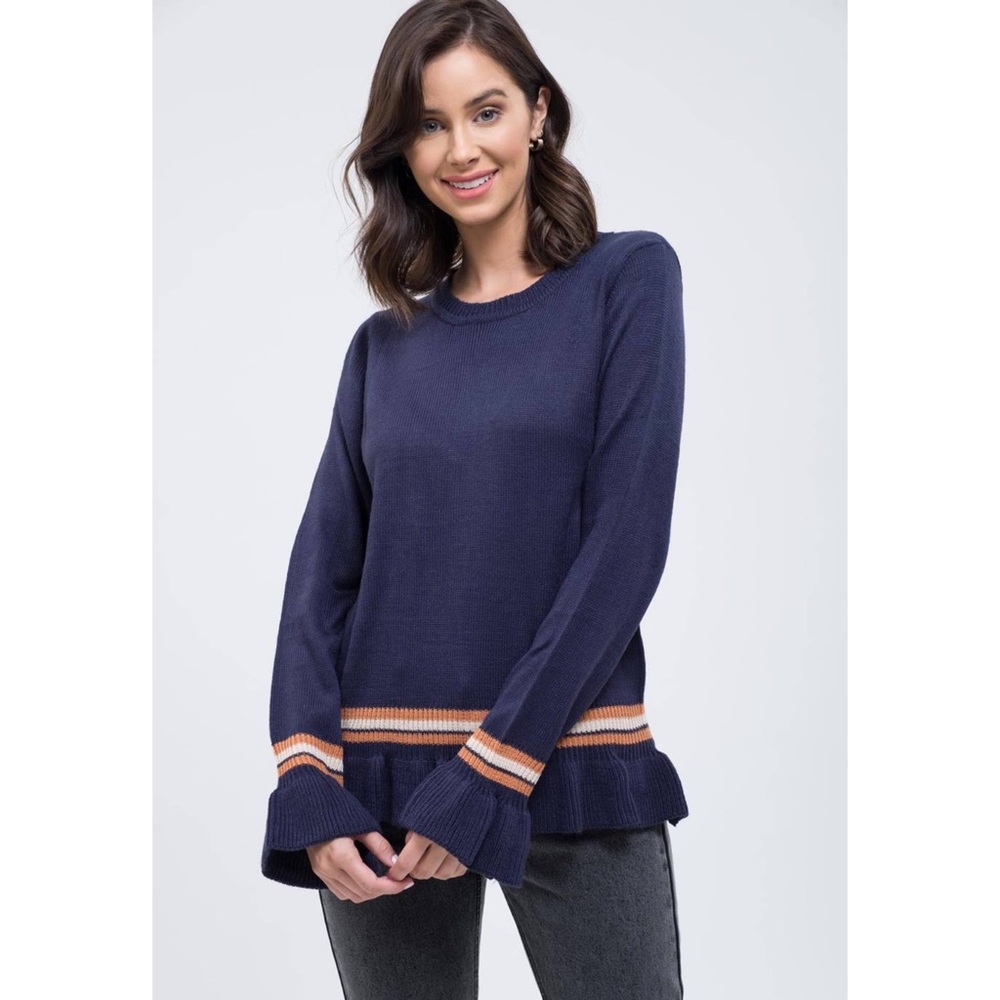 NWT Blu Pepper Ruffle Trim Sweater Size M